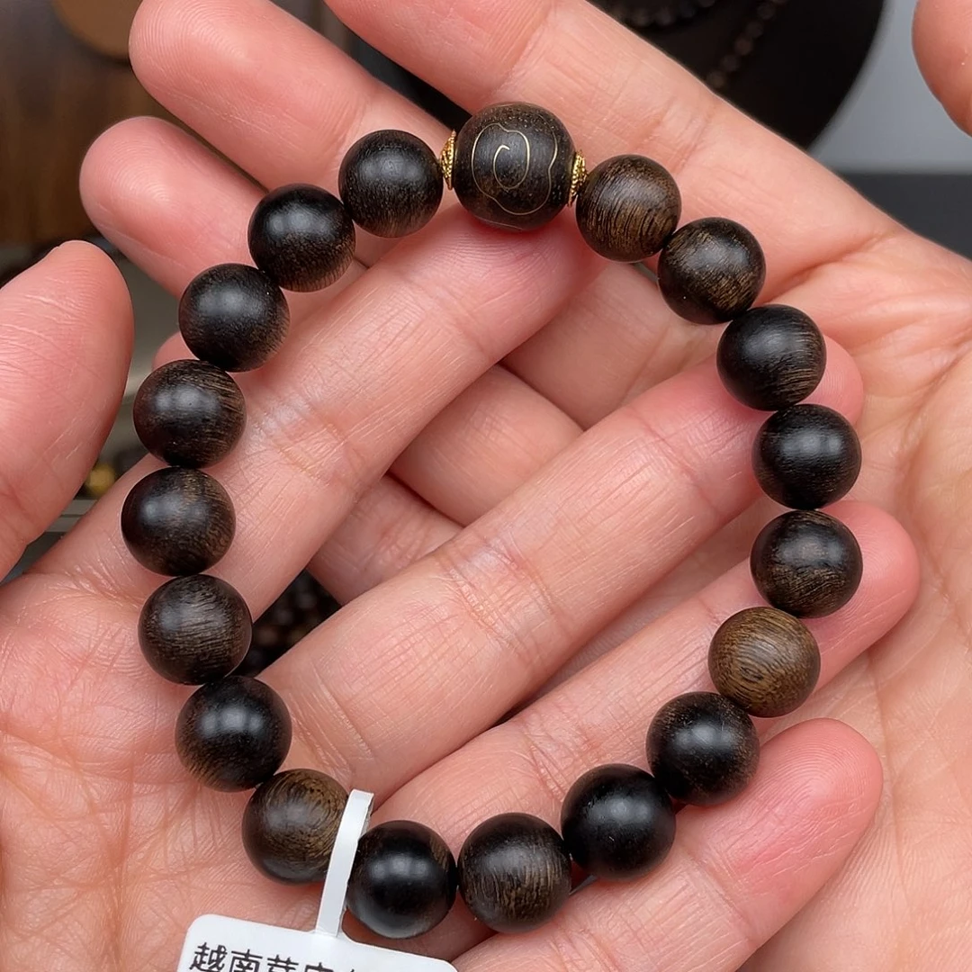 沉香手串越南芽庄白棋1.0玉化瘤疤
