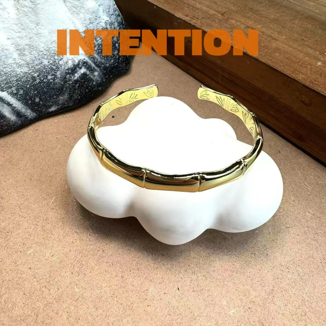 手镯 INTENTION 新中式【鎏金岁月】竹节镜面开口手镯AE1160
