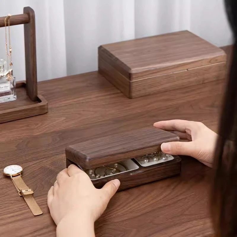 首饰盒家用收纳盒盒子休闲风复古小姨风千金风韩系国风木质木制
