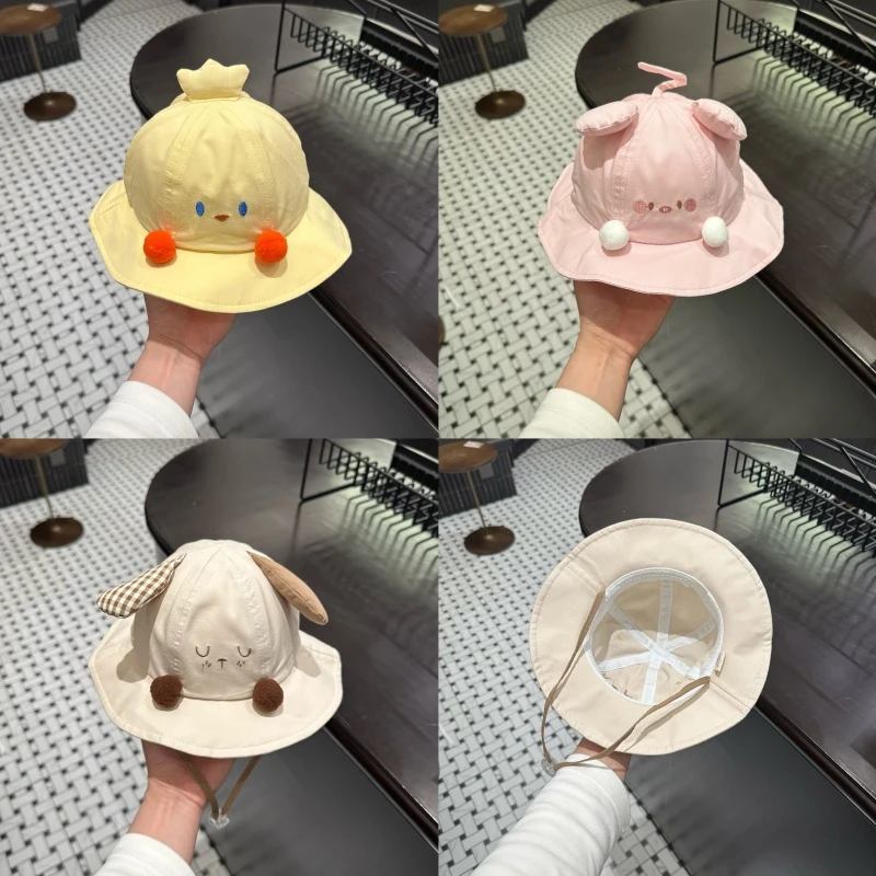 婴儿渔夫帽春秋季薄款宝宝卡通遮阳帽婴幼儿韩系盆帽男女宝帽子潮