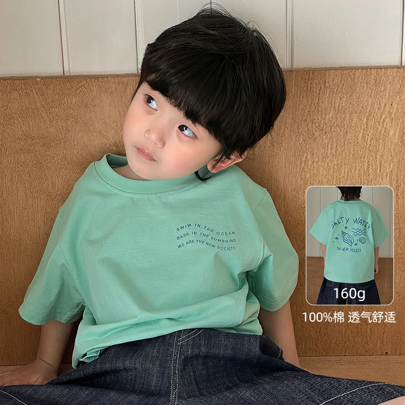 现货【清凉海岸】160g棉男童纯棉洋气卡通印花T恤CZ5X22