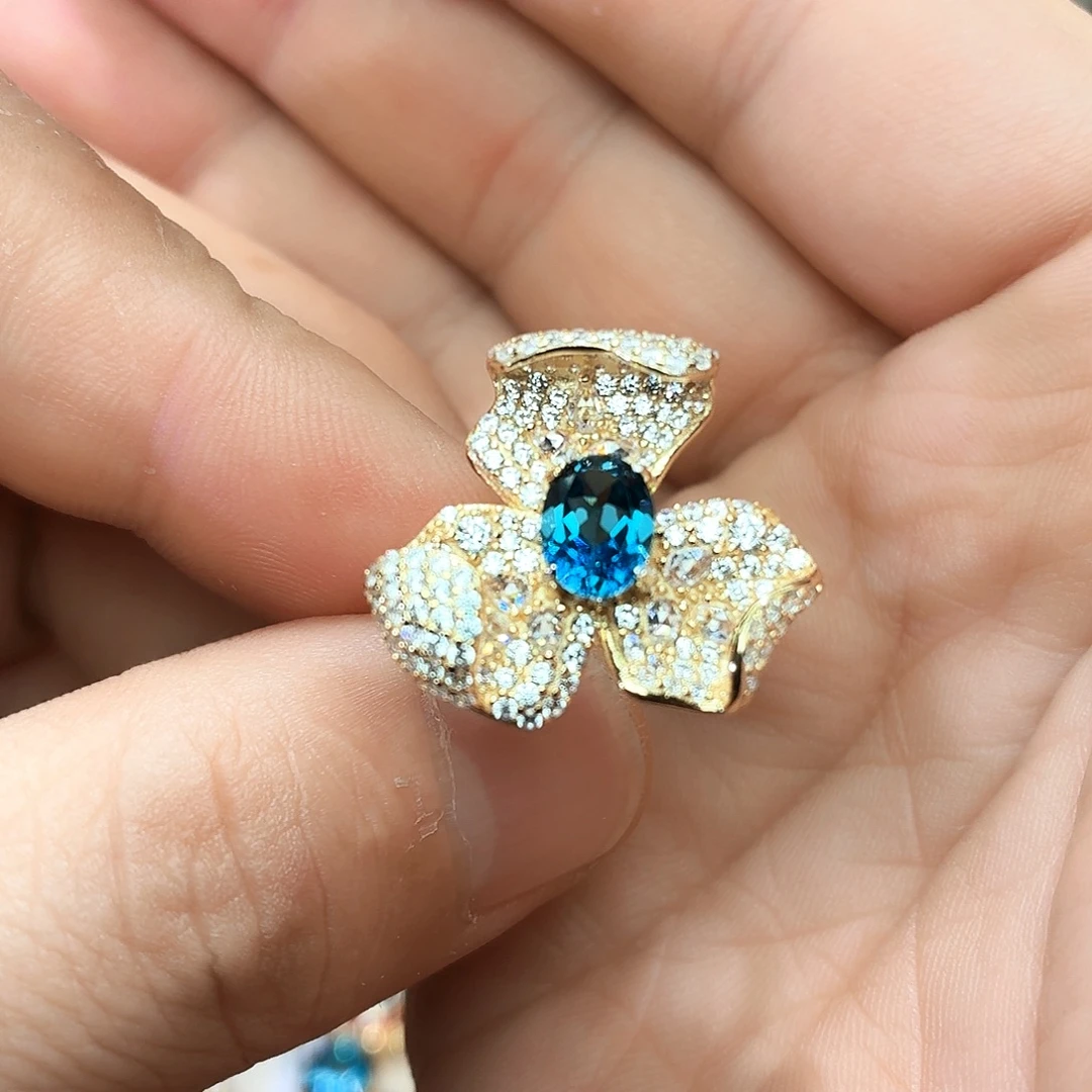 戒指银S925镶嵌托帕石