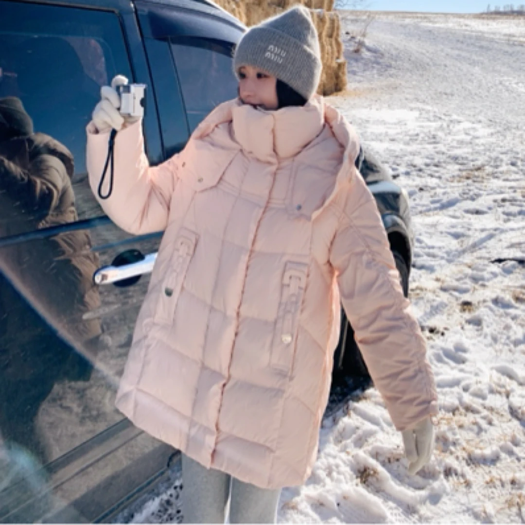 085#中长款合格品女羽绒服时尚加厚洋气宽松韩版休闲轻薄百搭短款