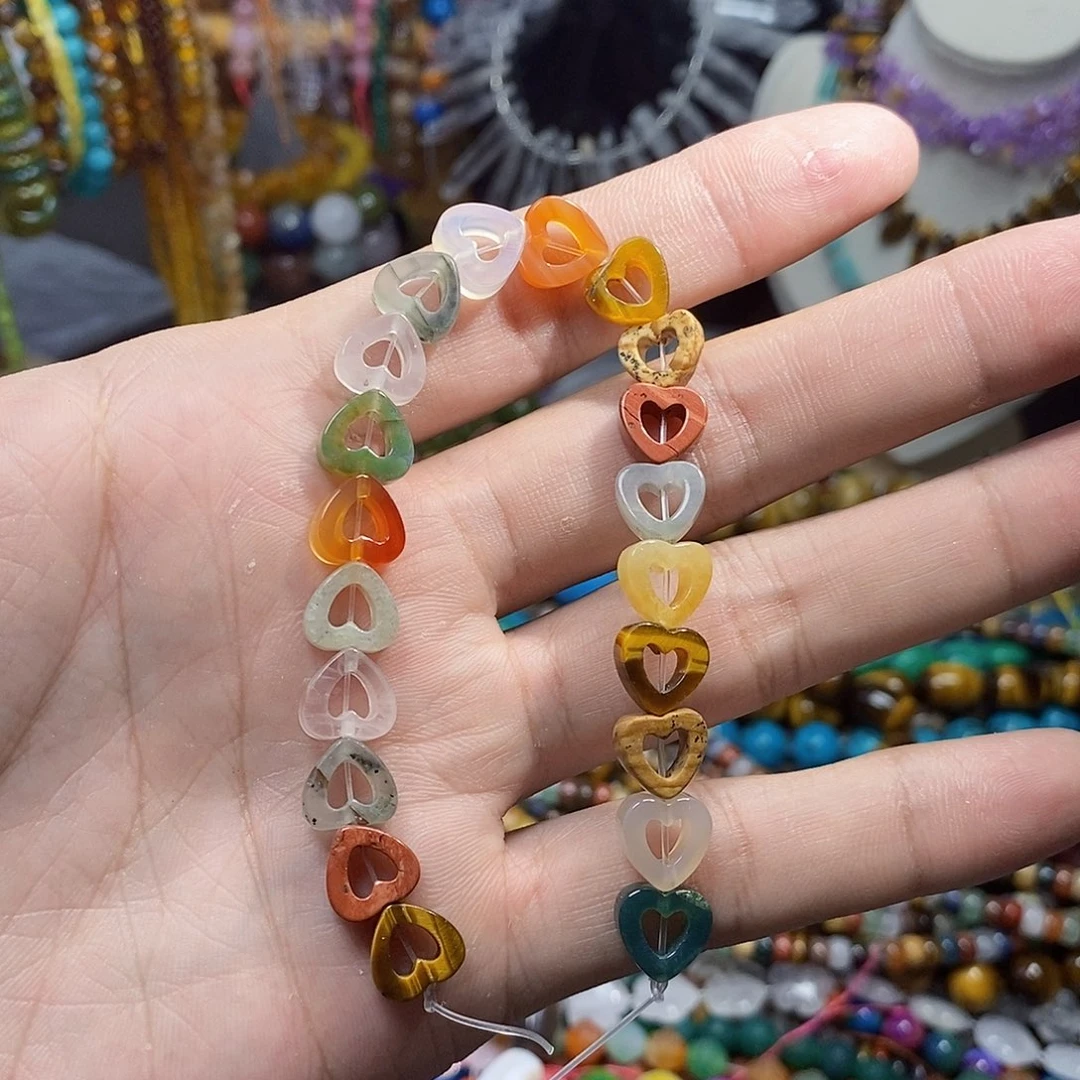 石英质玉未镶嵌，多宝爱心镂空10mm，