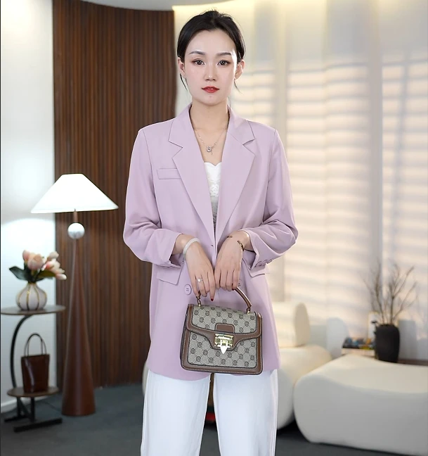 时尚休闲西服女2025春夏装新款轻奢长袖西装薄款外套2502