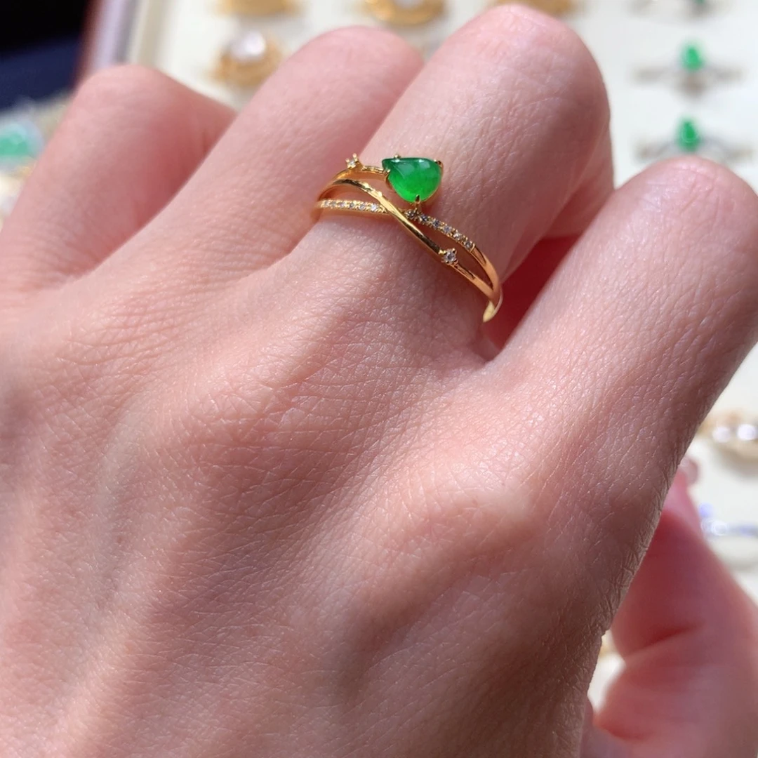 翡翠挂件18K金镶嵌w***y翡翠