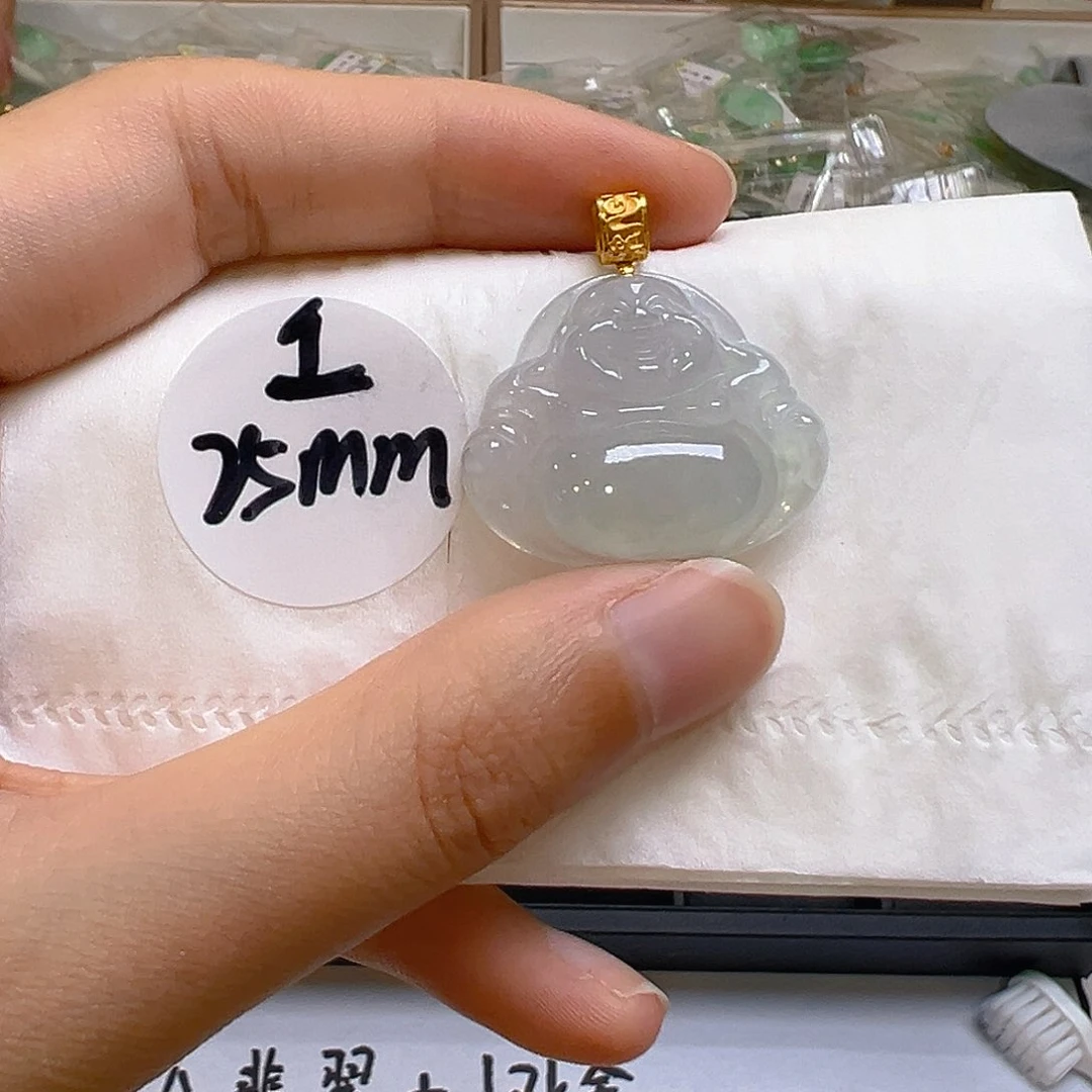 翡翠18K金镶嵌吊坠(不含链)翡翠