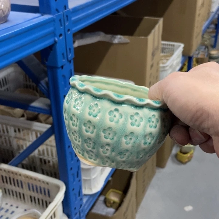 陶瓷花盆单场满9.9发9.5*7浅绿