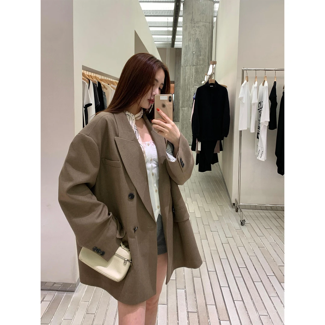 周淼ZHOUMIAO【高智雅痞】宽松廓形西装双排扣休闲外套女ZM25X3206K