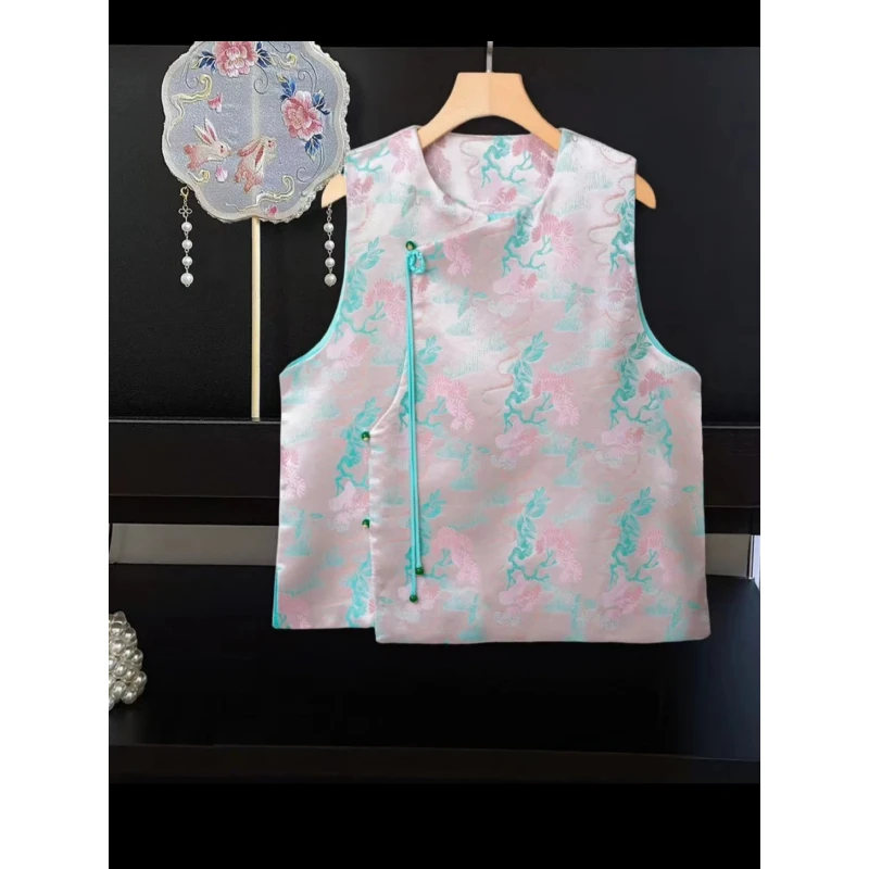 【松舞间】新中式复古中国风宋锦提花马甲背心上衣女装