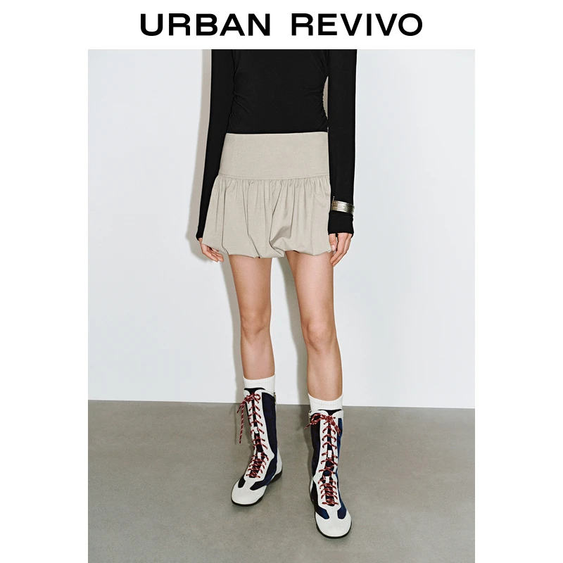 UR2025夏季新款女装简约休闲减龄超短款花苞半裙UYY550022