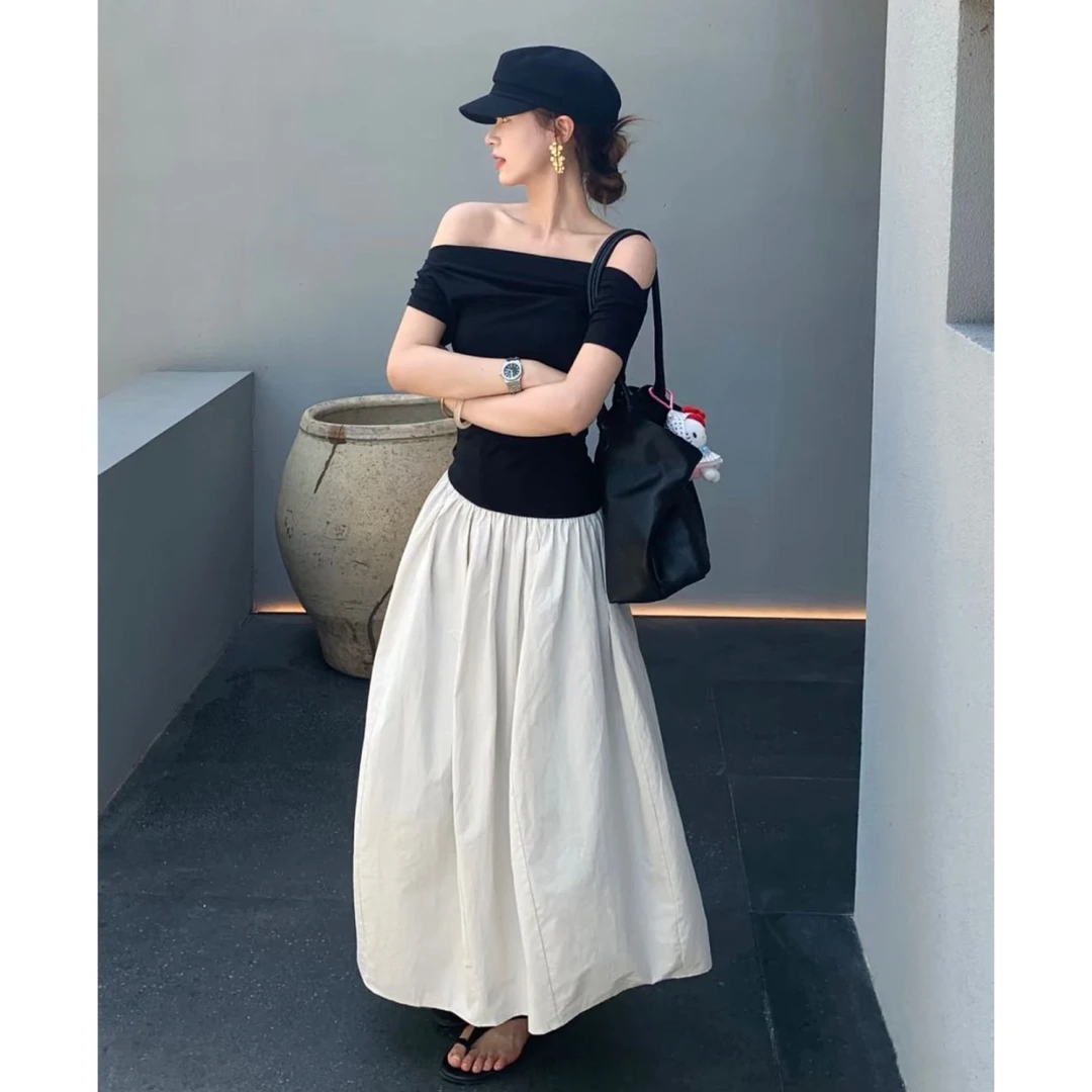 2025夏季新款出游穿搭纯欲千金名媛风百搭显瘦拼接连衣裙女A1505