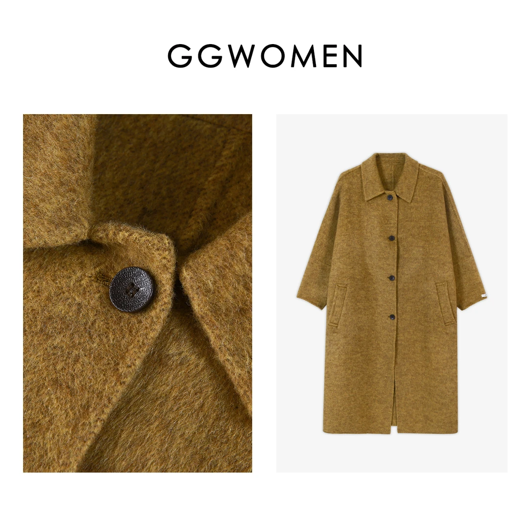 【果果家精选】双面呢2024中长款女立领绵羊毛大衣高级感毛呢外套