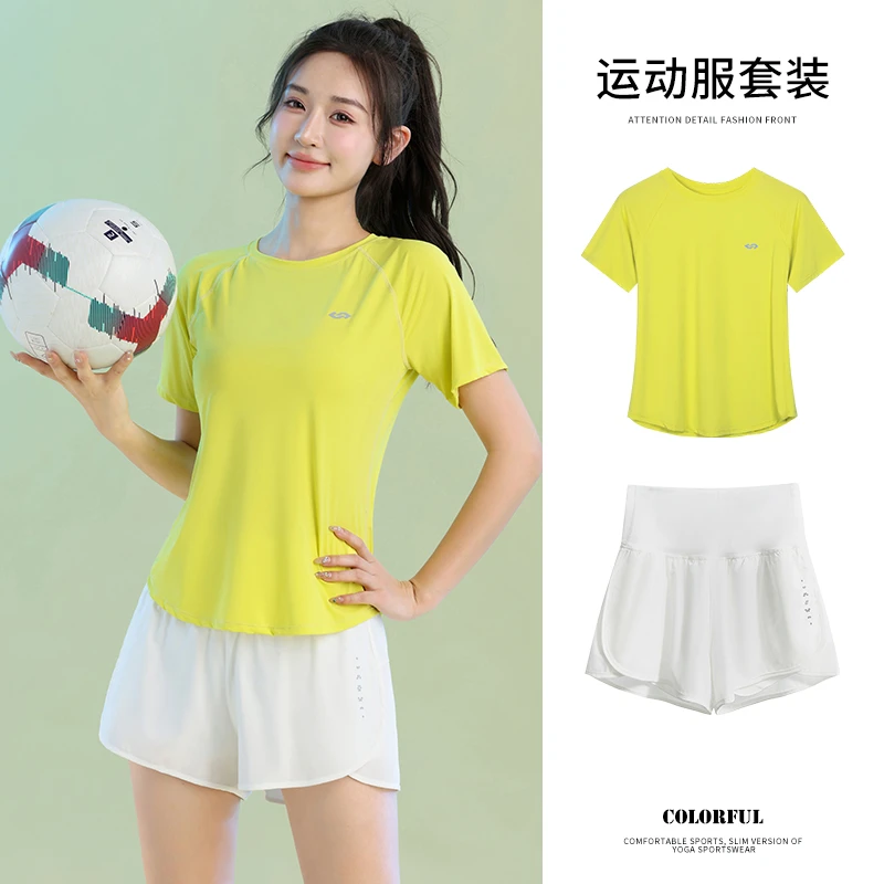 马拉松专业比赛服夏季速干户外团建运动套装女薄款多巴胺跑步服