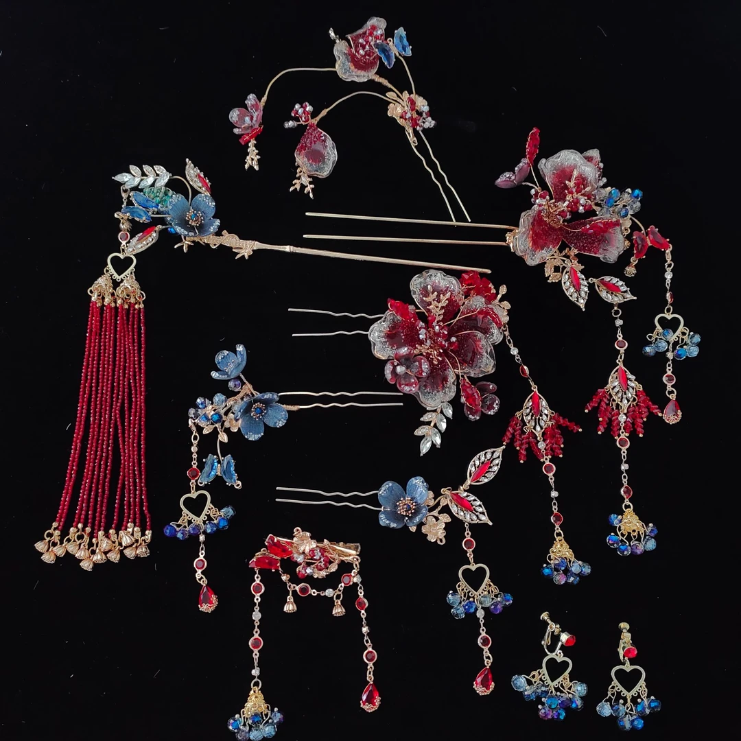 合金树脂婚庆饰品 新款重工新娘中式结婚饰品302