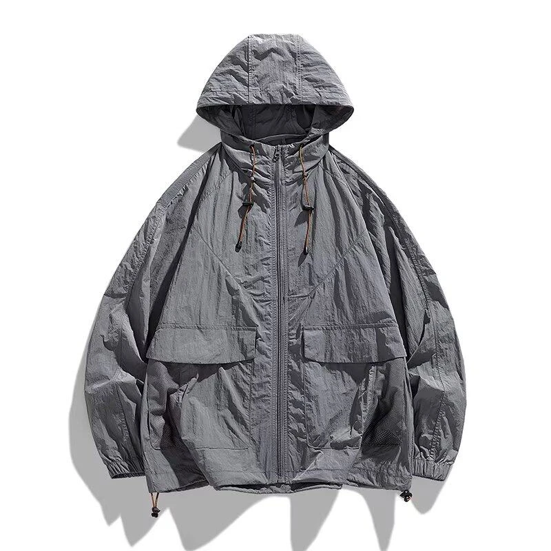 户外运动夏季连帽透气薄款男女款防晒衣情侣款工装防晒服