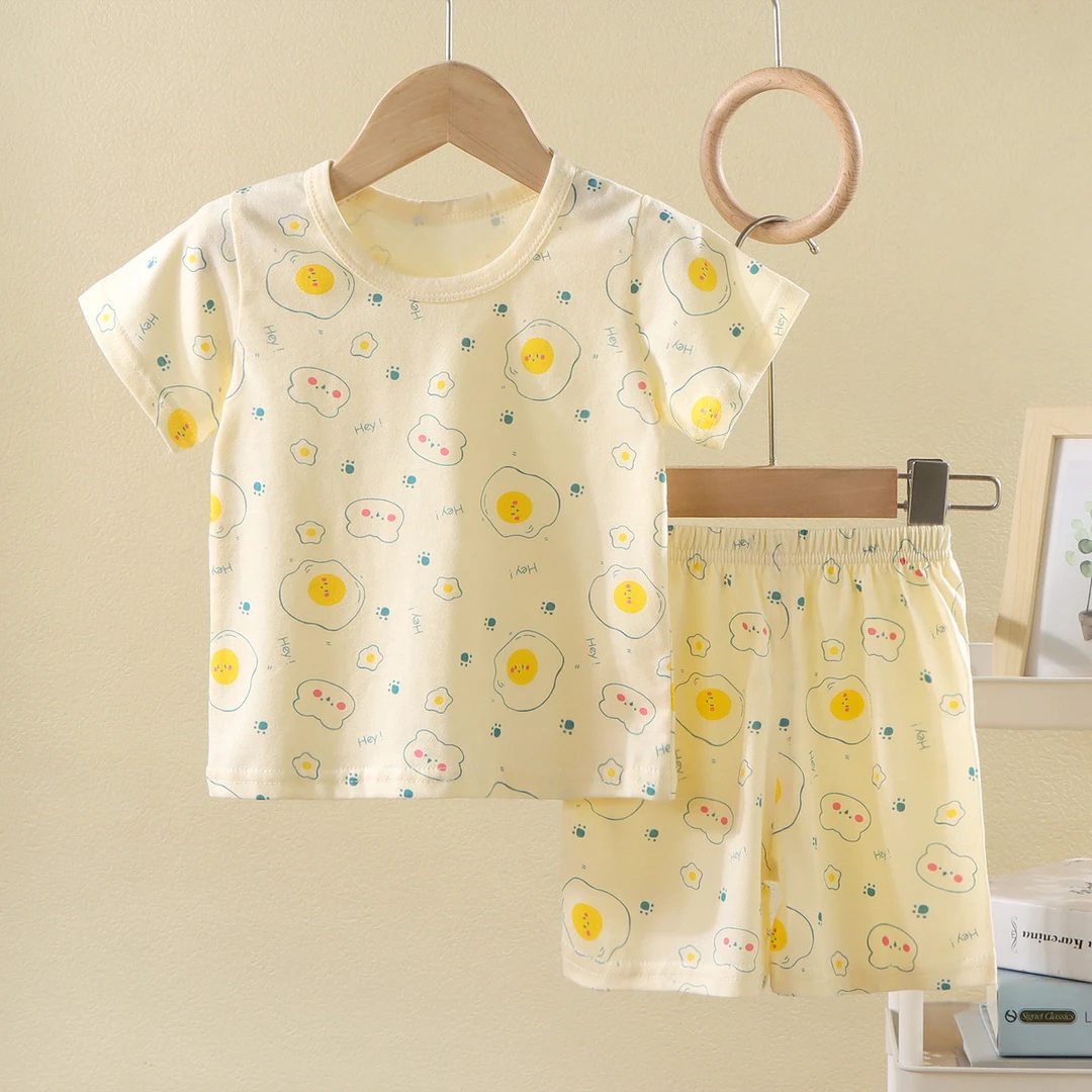 夏季儿童睡衣纯棉新款宝宝薄款空调服男女童短袖短裤家居服两件套