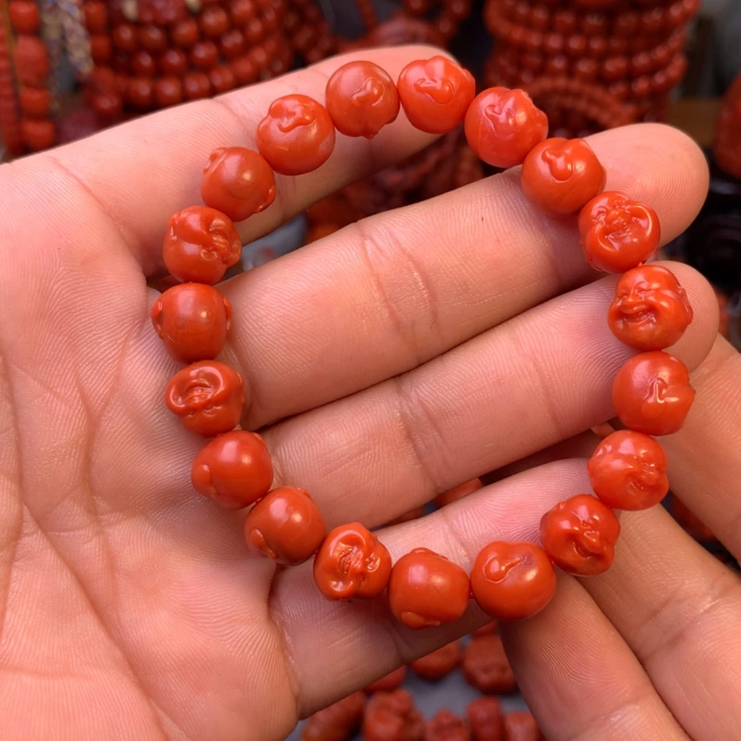 【闪购商品】南红玛瑙天然南红玛瑙配饰笑佛手串卡10mm未镶嵌