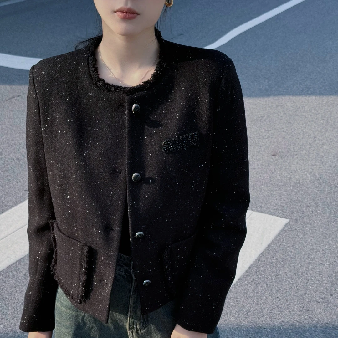 【琪的style】长袖短外套气质千金风圆领耸肩袖鹅绒厚款百搭DY10129