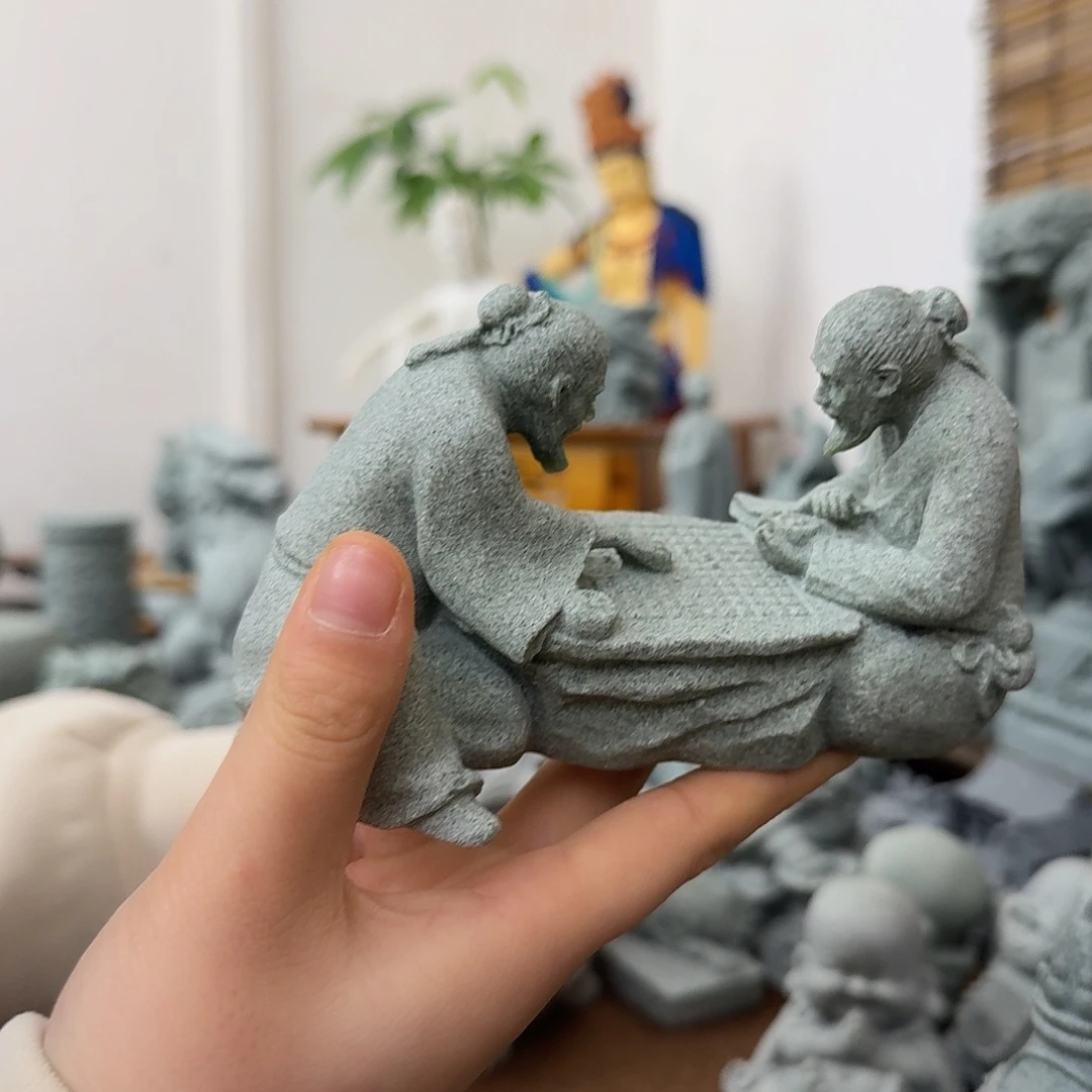 石材青砂石老者对弈