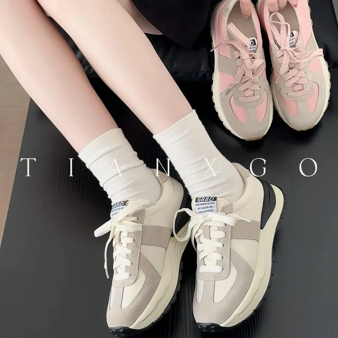 TIANXGO | 25new厚底拼色阿甘鞋复古百搭德训鞋春秋运动老爹鞋