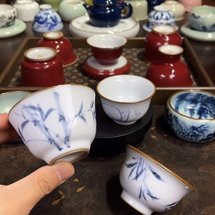 月白竹子三秋杯开片