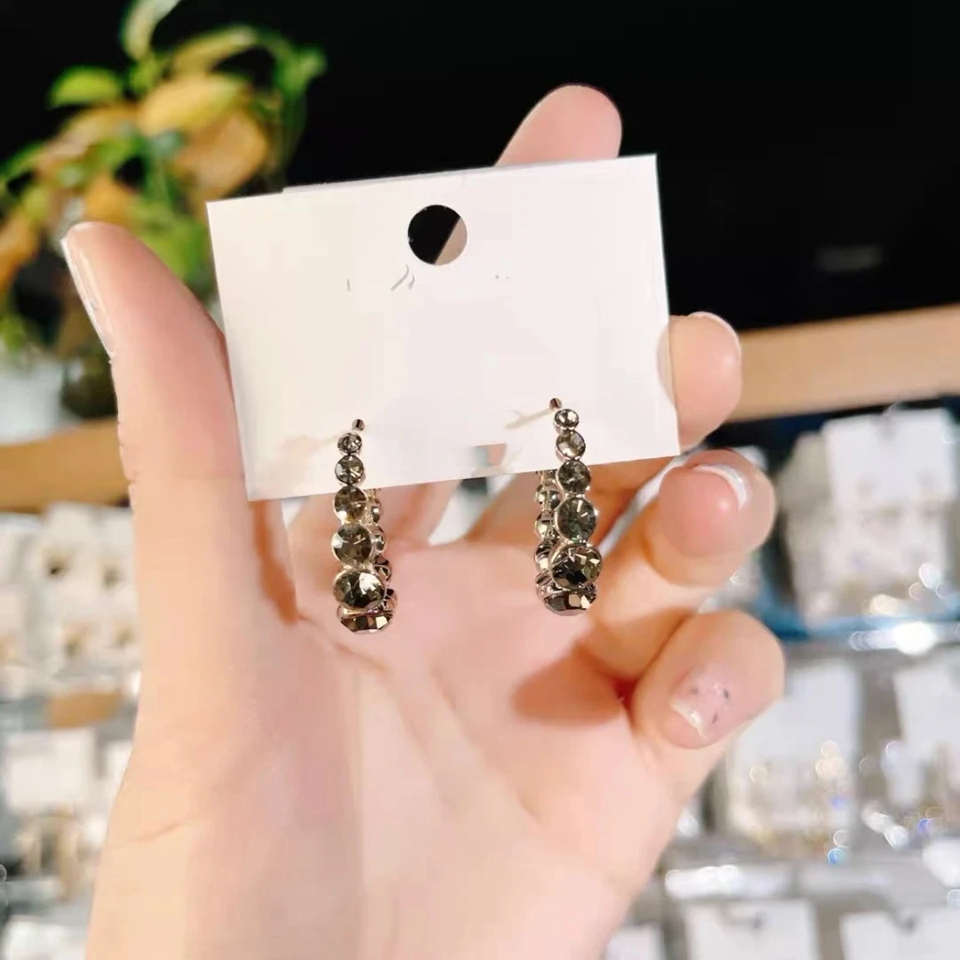 铜合金锆石耳饰 Celesia 星空灰高奢鸽子蛋国风新中式耳环E0023