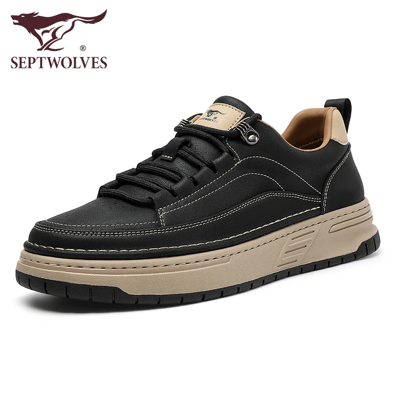 七匹狼男鞋2025秋季新款男士厚底增高休闲板鞋时尚复古低帮工装鞋