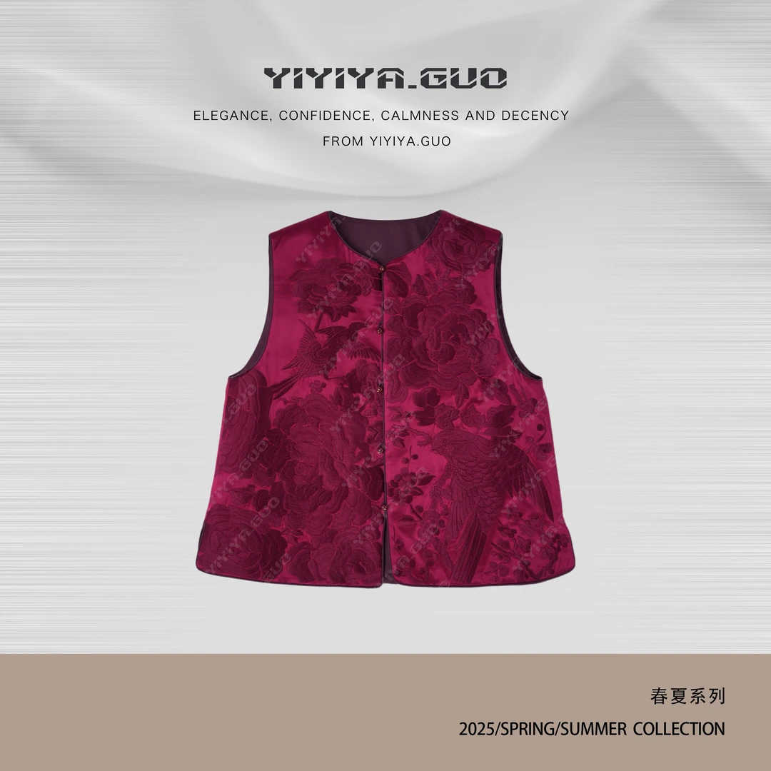 yiyiya.Guo艺艺吖【红红火火】新中式中国风刺绣圆领马甲25SS0393