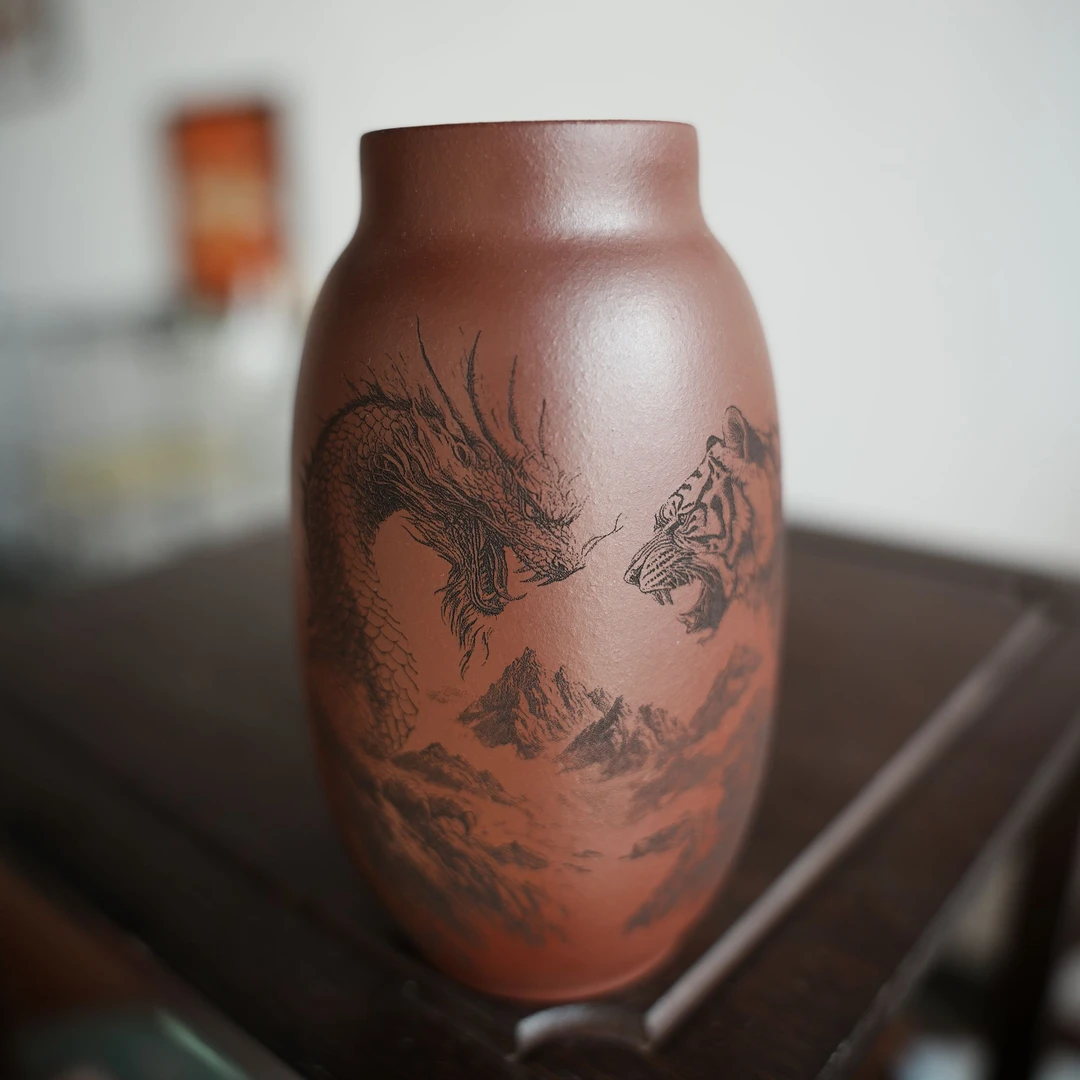 龙虎 紫泥 龙蛋 380cc 紫砂随行杯