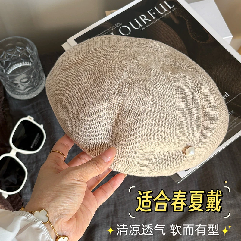 南鹿 日系亚麻贝雷帽女夏季轻薄透气画家帽显脸小百搭2025年新款