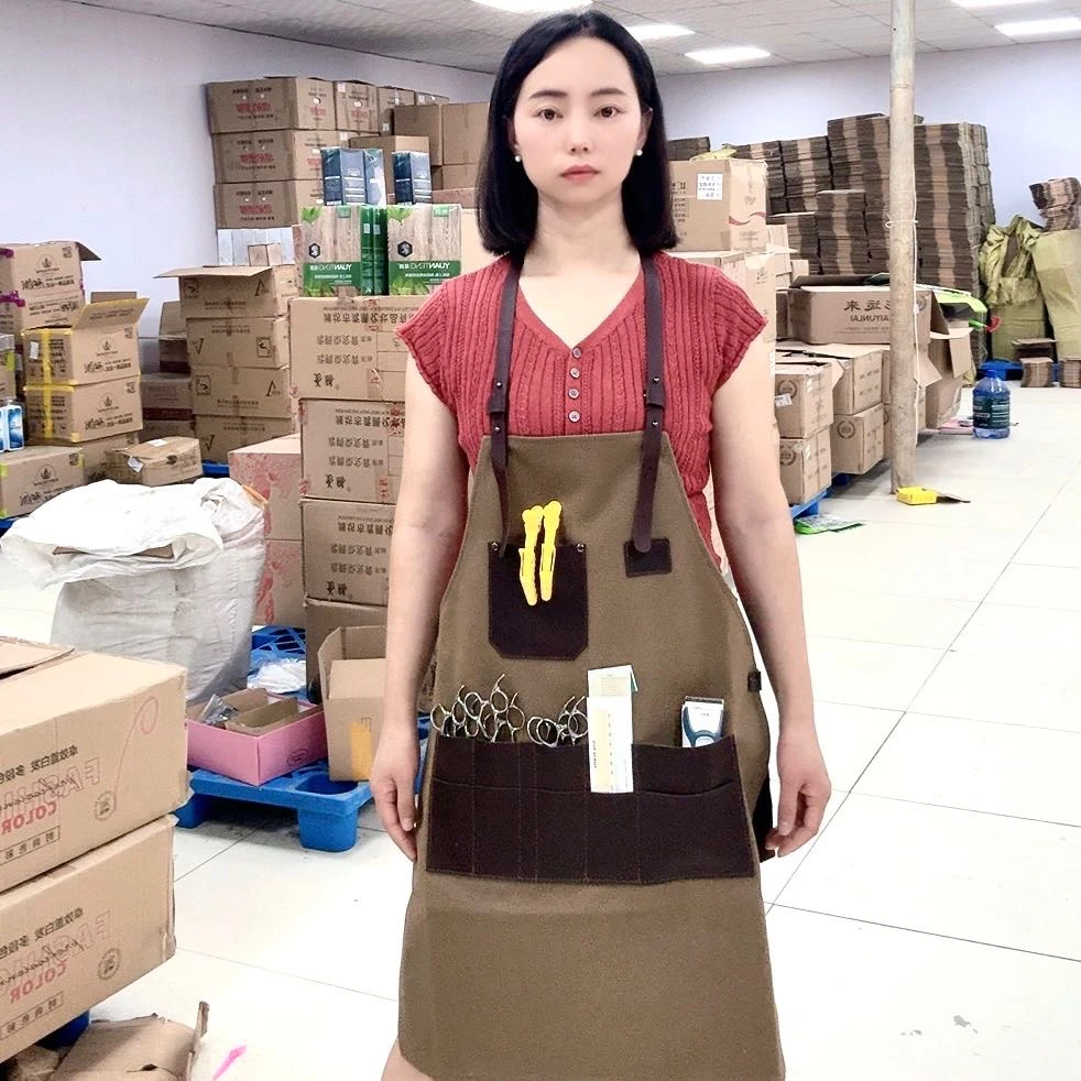 理发师专用围裙发廊美容店烫染师防溅水帆布工作服