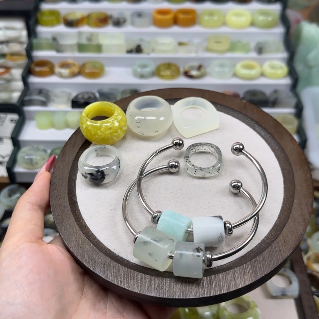 ****K蛇纹石玉合金戒指