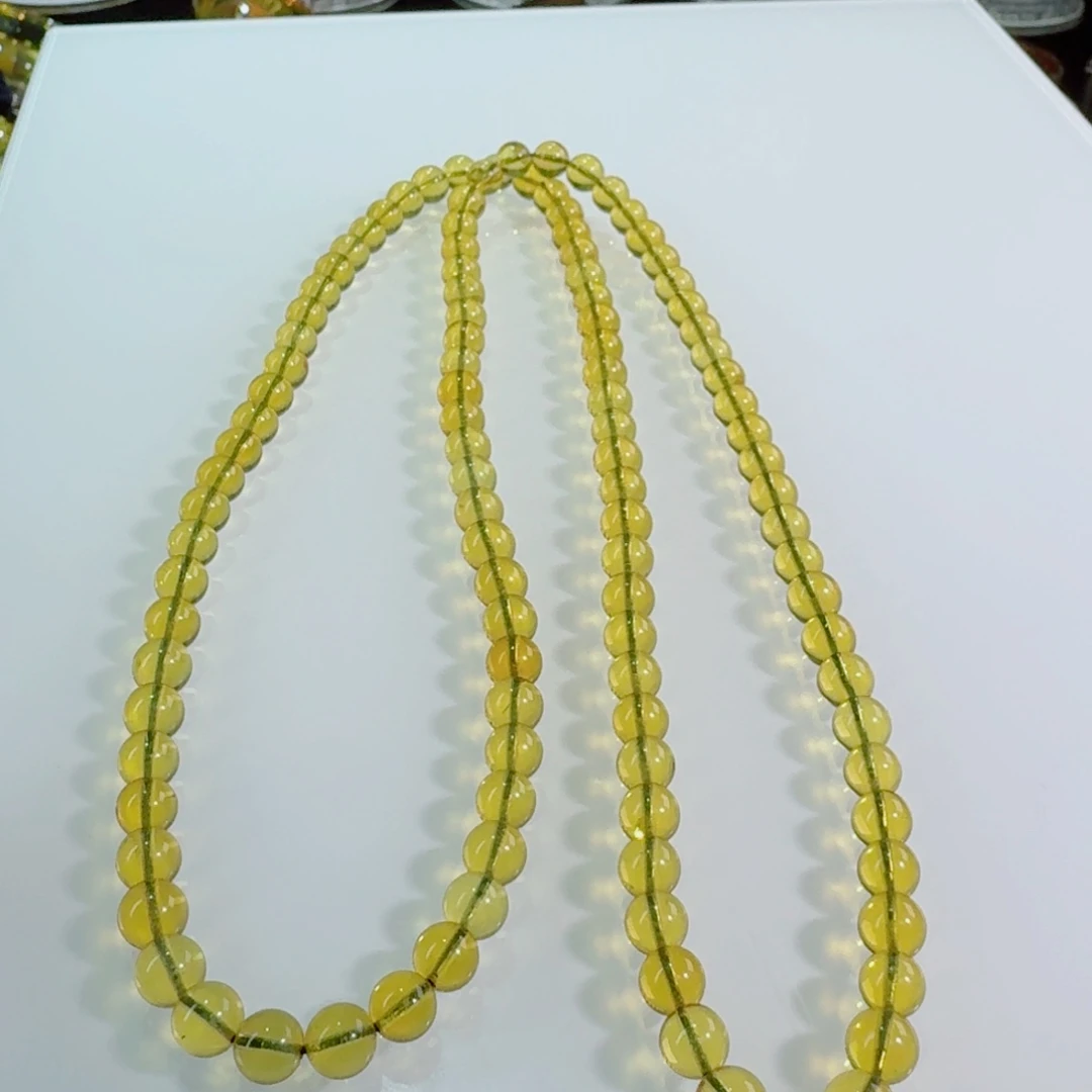 琥珀未镶嵌裸石天然缅甸蓝珀108链