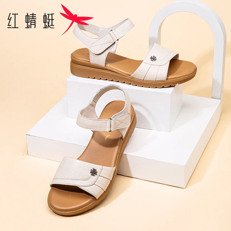红蜻蜓凉鞋女单鞋女款2025新款爆款平底软底防滑舒适中老年妈妈鞋