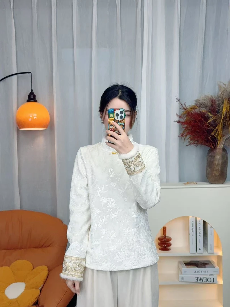 【雪见】国风新中式打底衫小衫厚款女装冬款