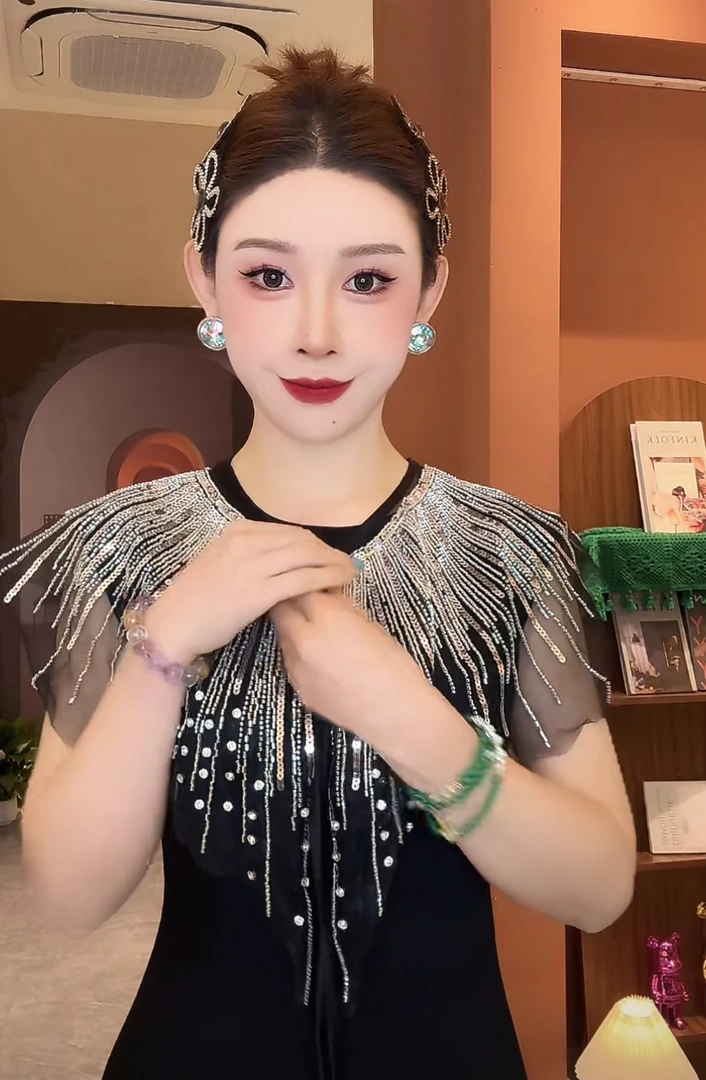 新款百搭流星雨散落漫天披肩AZ780