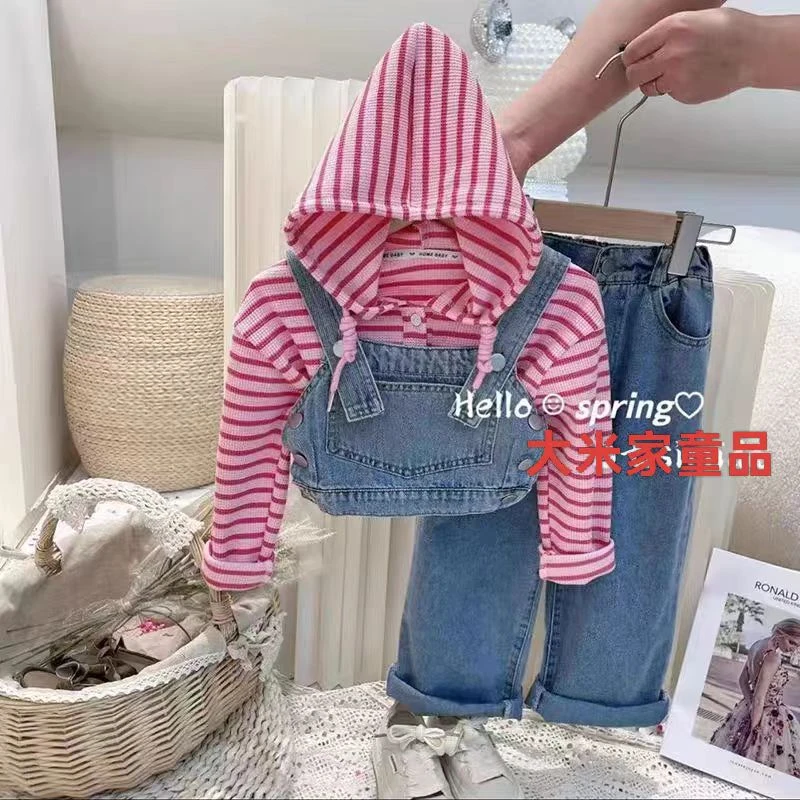 A11（大米家）春款潮流女童牛仔套装三件套