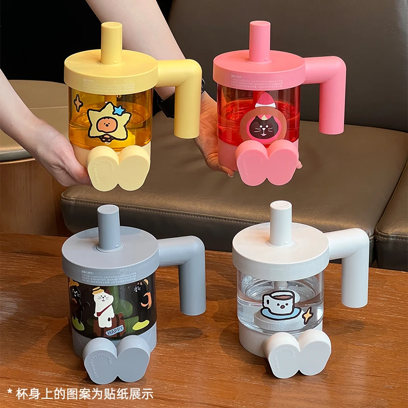 章鱼小姐的杯子大容量马克杯女高颜值咖啡塑料杯可爱夏季吸管水杯