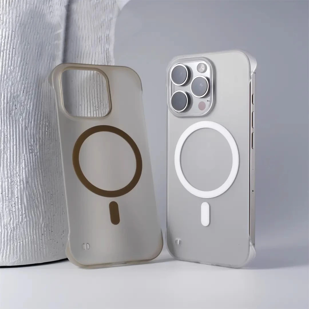 飞虎胜无边框磨砂适用苹果16promax手机壳iPhone17轻薄13/15磁吸