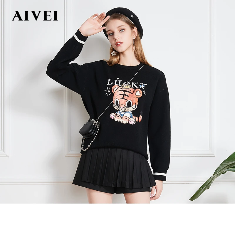 【金拐子专属】AIVEI欣贺艾薇小萌虎刺绣毛衣P0160069