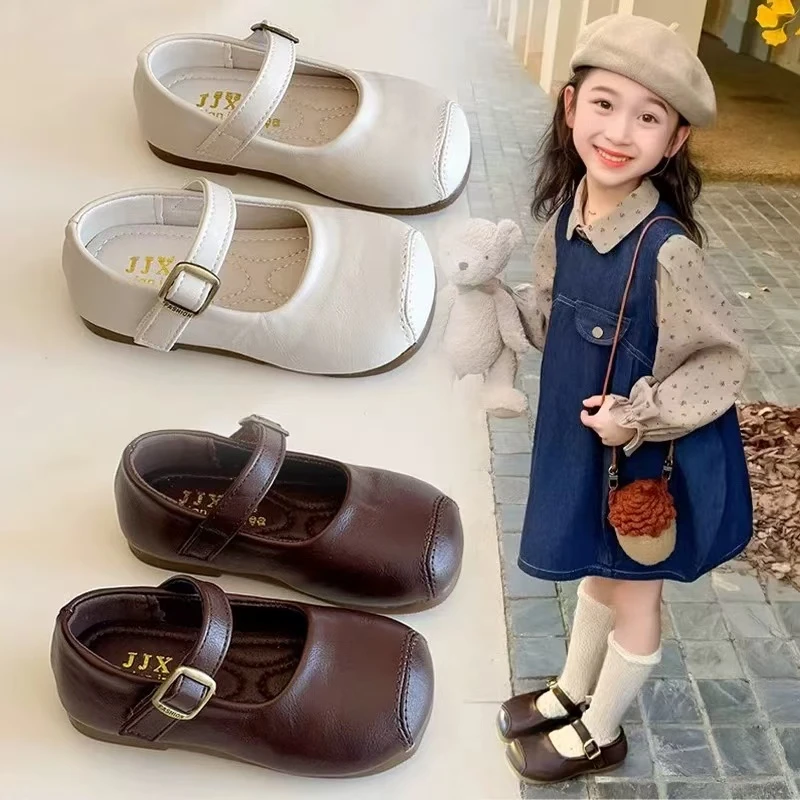 女宝宝小皮鞋浅口软底豆豆鞋2025春秋季新款女童英伦风单鞋儿童鞋