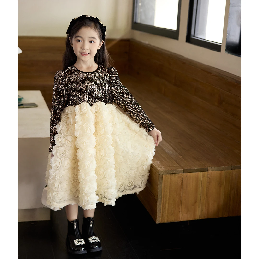 童一密度【月夜玫瑰】女童秋季新款公主连衣裙A380