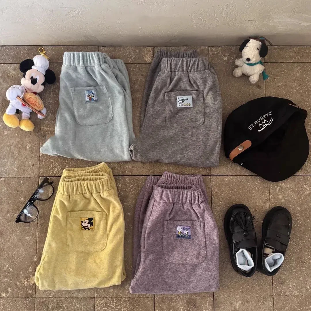 女童秋冬韩版束脚裤女宝宝冬季卡通米奇裤子加绒运动裤儿童装Z063