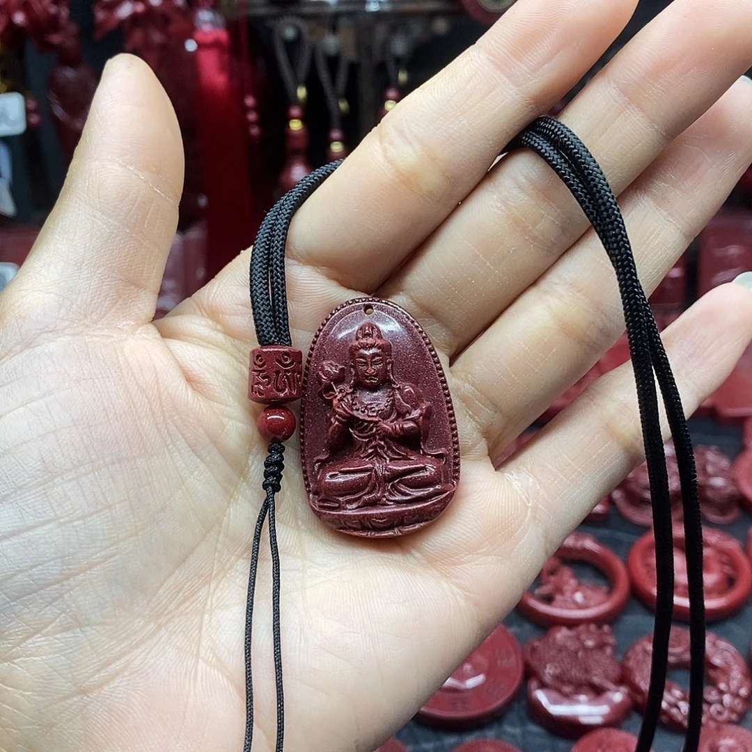 天然辰砂小号经典大势至吊坠