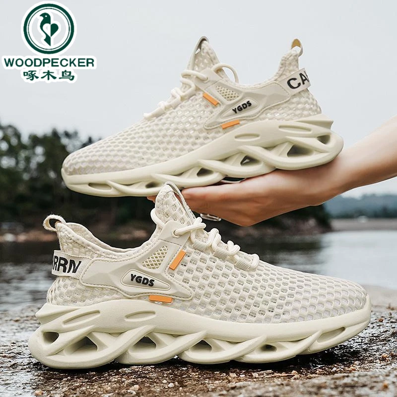 【正品】啄木鸟网面透气夏季薄款轻便网鞋男士凉鞋镂空网眼休闲运动