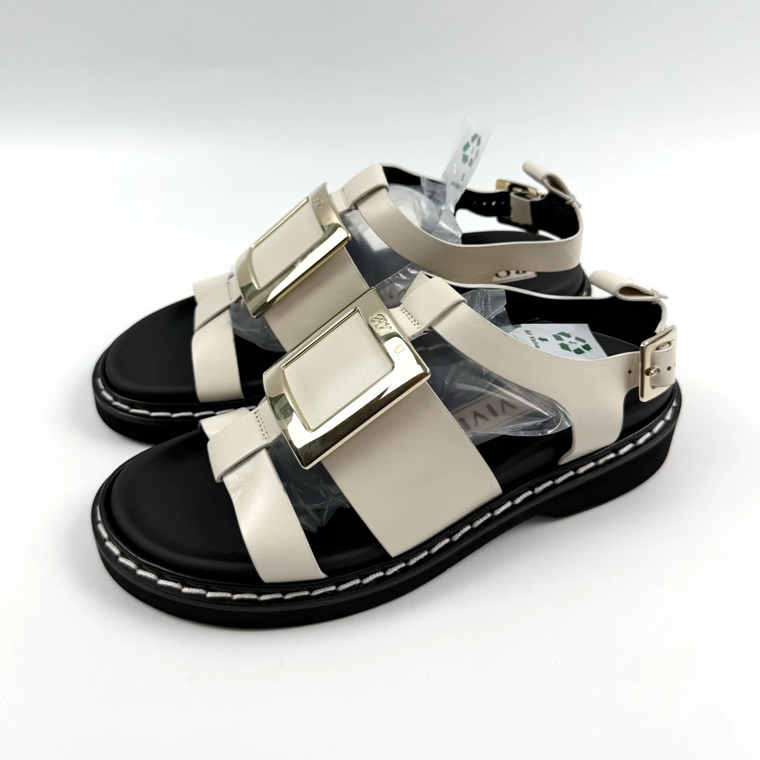 99新 Roger Vivier/罗杰·维威耶 37.5码 方扣凉鞋 99新 LZ01660