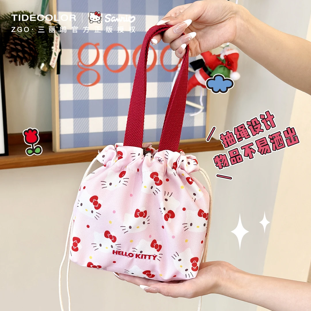Tide color正版Hellokitty手提包小清新便当包通勤上班杂物饭盒袋