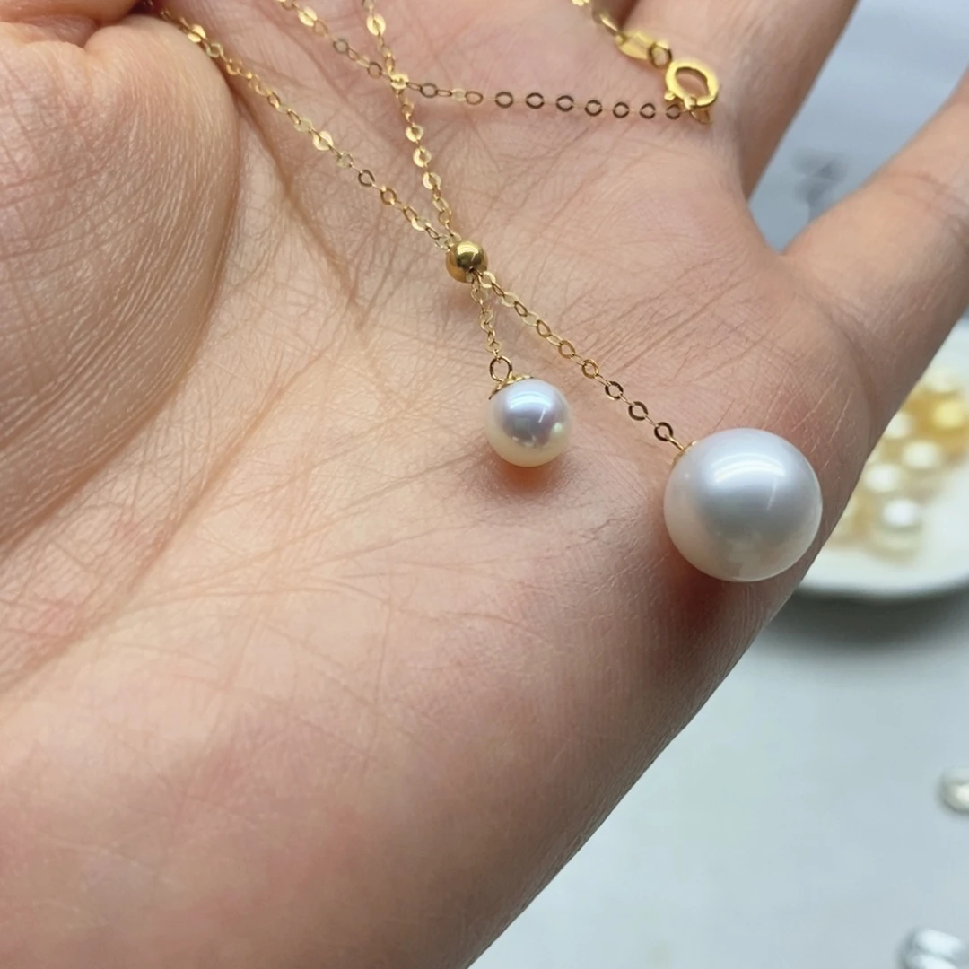 淡水珍珠18K金镶嵌颈饰