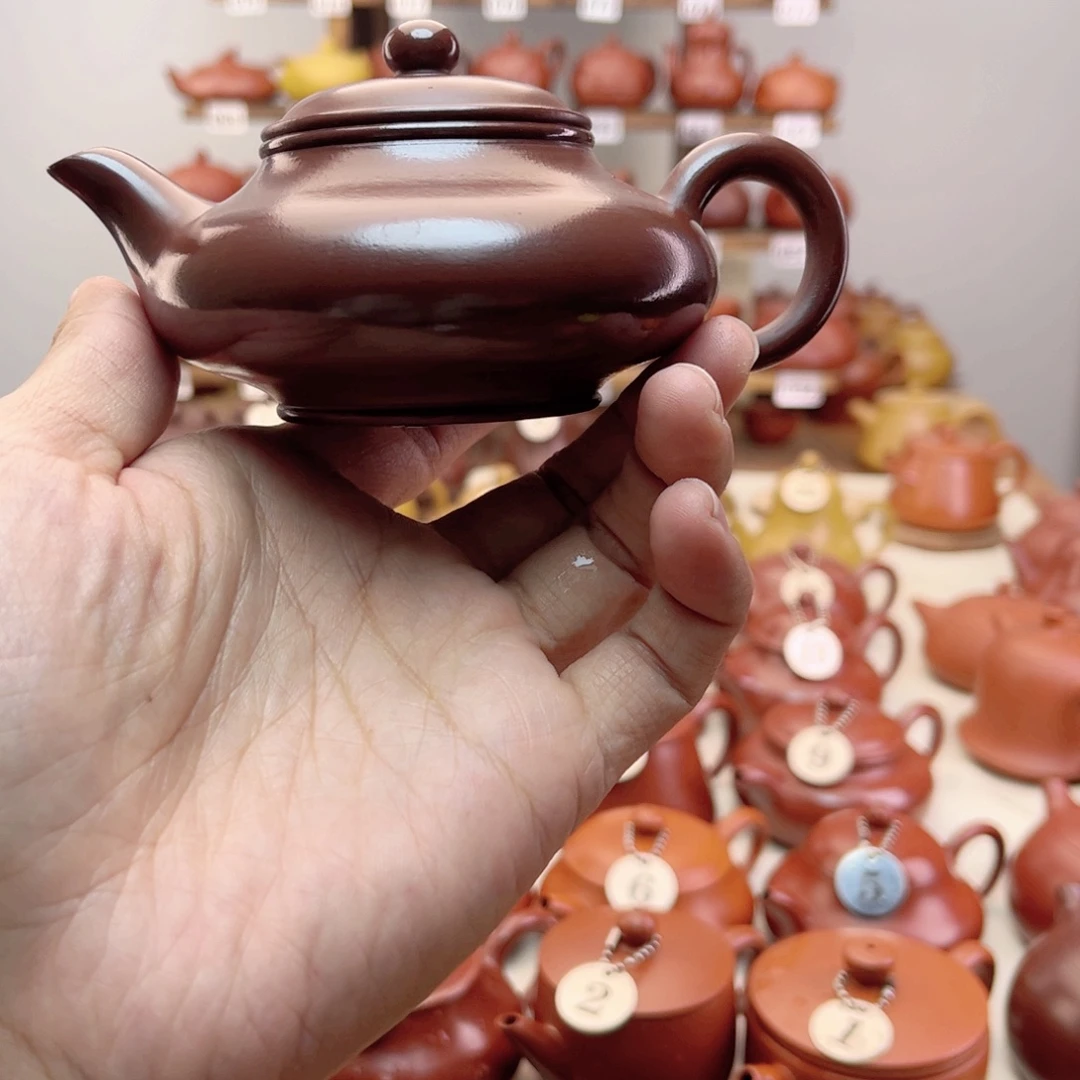 紫砂茶壶紫，虚扁125ml